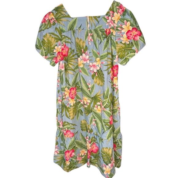 Hilo Hattie vintage Hawaiian mumu dress 3XL floral tropical pink blue - Picture 4 of 9